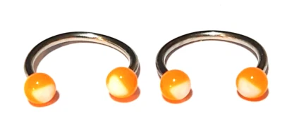 2 Bolas de Acero Quirúrgico 316L 16g 3/8 con 3mm Naranja Blanco Tragus Heliix Lope Sexy Foto 1 de 3