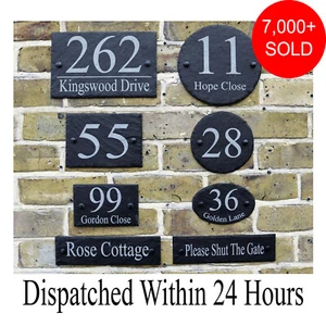 Rustic Slate House Gate Sign Plaque Door Number Personalised Name Plate - Picture 1 of 17