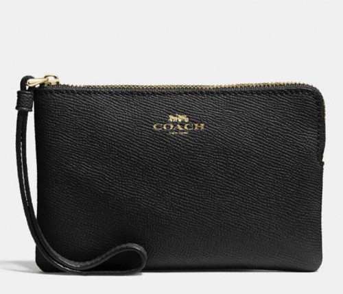 Bracciale COACH Crossgrain con zip angolare colore nero