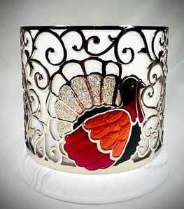 LkNew Thanksgiving Turkey 3-Wick Candle Holder Metal & Marble Bath & Body Works - Picture 1 of 5