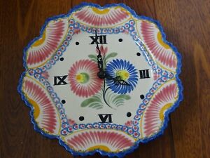 VINTAGE CLOCK PLATE FRENCH FAIENCE HENRIOT QUIMPER circa 1960s'