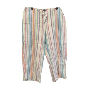 Ralph Lauren Cropped Hose Gestreift Baumwolle Kordelzug Freizeit Pastell Gr. Small - Bild 1 von 6