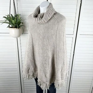 Iperico Italy Wool Alpaca Blend Poncho Cowl Neck Paneled Chunky Knit One Size - Picture 1 of 8