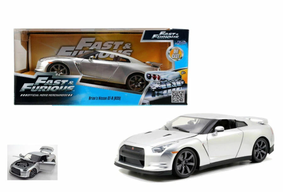 Nissan Gt-R 35 2009 Fast & Furious 7 Silver 1:24 Model JADA TOYS - Immagine 1 di 1