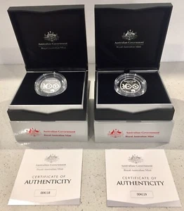 QANTAS CENTENARY 2X 1/2 oz $1 SILVER PROOFS CONSECUTIVE PAIR 4118 & 4119 LTD ED - Picture 1 of 12