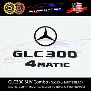 GLC300 SUV 4MATIC Rear Star Emblem Black Badge Logo Set Mercedes X254 2023+ - Picture 1 of 2