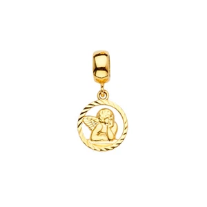 14K Yellow Gold Angel Religious Pendant Mix & Match For Bracelet Necklace Chain - Picture 1 of 4