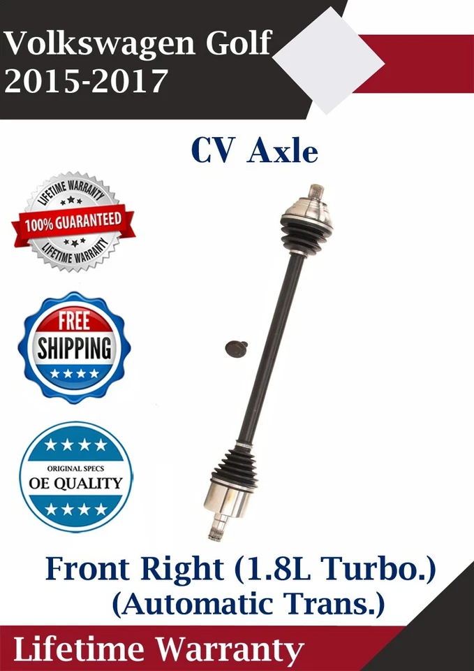 Eje delantero derecho CV para Volkswagen Golf 2015-2017 transmisión automática garantía de por vida Foto 1 de 4