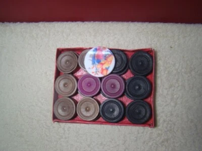 Carom Board Coins 24 Rosewood India Carrom Men Piece Free 1 Striker Free Ship - Image 1 of 3