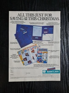 "PÓSTER DE ANUNCIO SUPER SAVERS BARCLAYS BANCO RARO DÉCADA DE 1980 ARTE 8.2X11" - Imagen 1 de 1