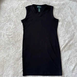 Ralph Lauren Womens Dress Cotton Sleeveless T-Shirt Tank Black V-Neck Sz Medium - Picture 1 of 9