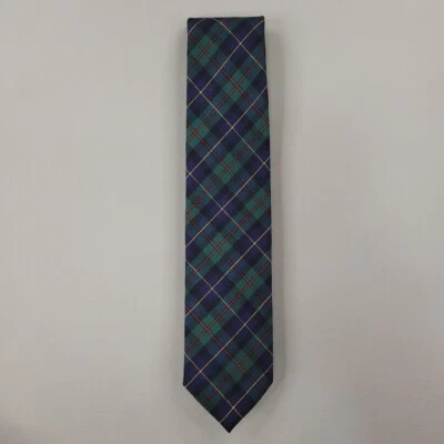 Vintage Pendleton Wool Necktie Mens Green Scotch Plaid Skinny Short USA 3X55 - Image 1 of 4