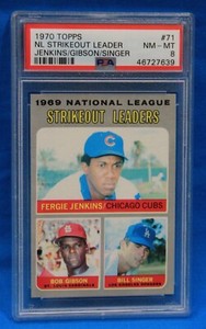 1970 TOPPS # 71 N.L. STRIKEOUT LEADERS PSA 8 NM-MT # 46727639 with Bob Gibson