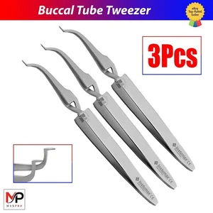 Kieferorthopädische Zahnpinzette mit gebogener Spitze für Brackets & Buccal Tubes - 3er Set - Bild 1 von 5