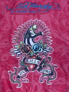 Ed Hardy Christian Audigier Jacket Womens XS Pink Rhinstones Embroidered #9083 - Picture 1 of 11