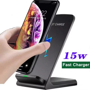 15W Wireless Charger Charging Stand Dock For Samsung iPhone Android Cell Phone - Picture 1 of 13