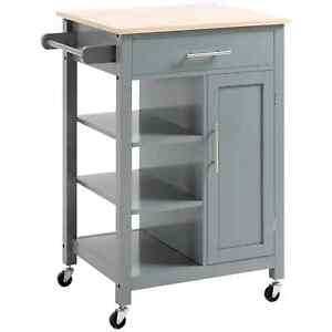 Compact Kitchen Trolley Utility Cart on Wheels with Open Shelf & Storage Drawer 