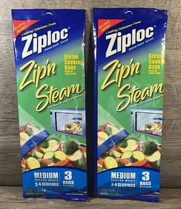 Ziploc Zip n Steam Cooking Bags Steaming Microwave 3 Bags Lot Of 2 Discontinued - Picture 1 of 8