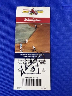 Talón de boleto de HR Abraham Núñez 1st St Louis Cardinals 04-10-05 firmado automáticamente  Foto 1 de 4