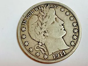 US COIN BARBER HALF DOLLAR 1911 D - Picture 1 of 2