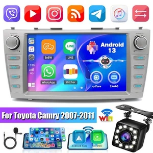 Android 13 Apple CarPlay GPS Navi FM For Toyota Camry 2007-2011 Car Stereo Radio - Foto 1 di 16