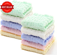 MUKIN Muslin Washcloths - Natural Cotton Baby Wipes - Soft Newborn Face Towel fo