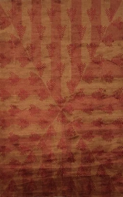 Alfombra Nepalí Rojo Óxido Elegante Diseño Hoja 6x9 Lana Hecha a Mano Tamaño Habitación Alfombra Foto 1 de 4