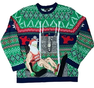 Blizzard Bay Ugly Christmas Sweater Body Building North Swole Buff Santa Size XL - Picture 1 of 10