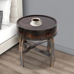 Barrel-style End Table, Round Barrel-style Side Table, Home Tea Table 50kg Load - Picture 1 of 24