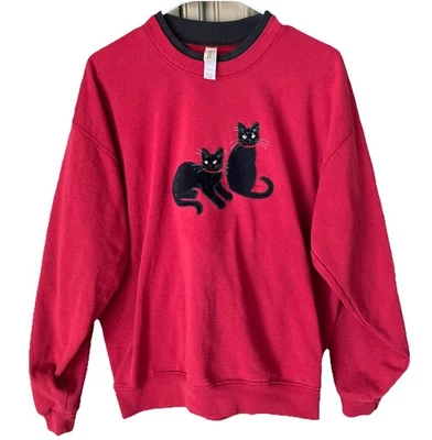 Acogedora sudadera pulóver Endless Designs borgoña negra gato para mujer talla grande” Foto 1 de 4