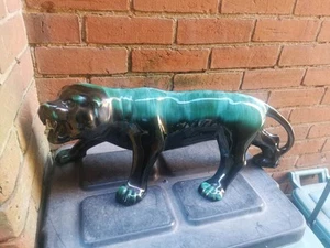 ENORMOUS VINTAGE BLUE MOUNTAIN PANTHER FIGURINE, CANADIAN POTTERY 58CMS X 27CMS - Picture 1 of 7