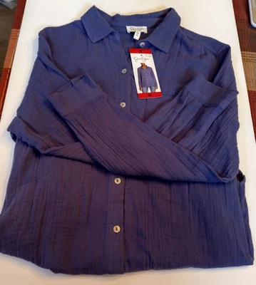 NWT Jessica Simpson Long Sleeve Blouse Size M-Blue - Image 1 of 4
