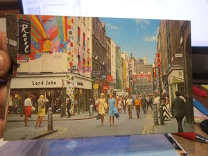U25 Old FOREIGN Postcard LONDON ENGLAND Carnaby Street Lord John Ganton Stores - Picture 1 of 1