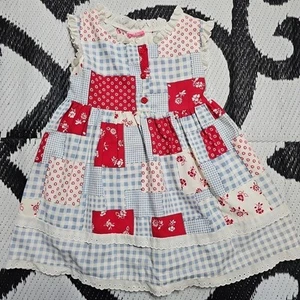 Vtg Polly Flinders Dress T 3 Bandana Smocked Easter Cottagecore  - Picture 1 of 6