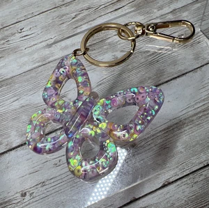Acrylic Butterfly Keychain Keyring Bag Charm Purse Handbag Charm Sparkles - Picture 1 of 7