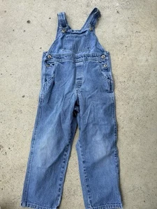 LL Bean Signature Overalls OY434 X-small Youth Kids Blue Denim Work Wear Play! - Picture 1 of 11