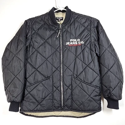 De Colección Polo Jeans Co Ralph Lauren Acolchado Nylon Chaqueta Hombres M Negro Granero Tareas Abrigo Foto 1 de 4