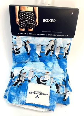 Roupa íntima boxer masculina American Eagle PLAYFUL PENGUINS PEQUENA (29/31) algodão - Imagem 1 de 3