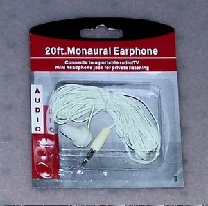 == LONG 20 FOOT CORD == earbud TV or transistor radio EARPHONE part repair New - Picture 1 of 1