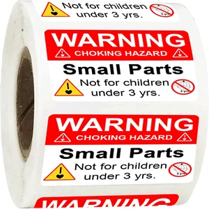Wootile Choking Warning Hazard Labels 1X 2 Inch Choking Warning Labels Red Small - Picture 1 of 12