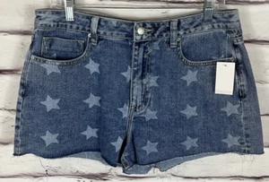 NWT Vigoss Womens Size 31 Hi Rise Short Blue Jean Shorts Patriotic Stars America - Picture 1 of 9