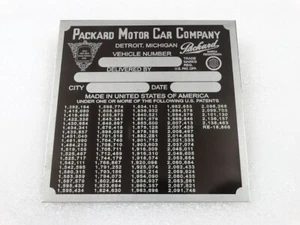 DATA PLATE FOR VINTAGE PACKARD MOTOR COWL PLATE 1940' S MODEL #V256-7 - Picture 1 of 6