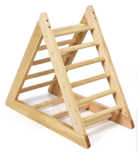 Triángulo Pikler de escalada de madera con escalera de escalada para entrenamiento de pasos pequeños - Imagen 1 de 11