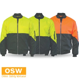 HiVis Two Tone waterproof Safety Bomber Winter Warm Work Flying Jacket 3861 - Picture 1 of 5