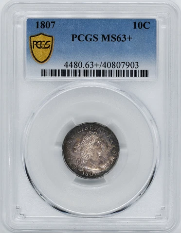 1807 DRAPED BUST 10C PCGS MS 63+ Cover
