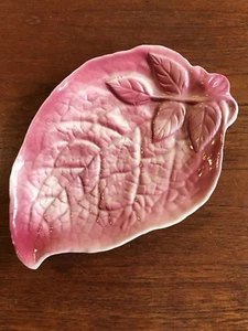 Lovely Vintage Australian Pates Pottery Pink Leaf Serving Dish - Picture 1 of 9