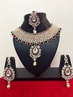 Indian Bollywood Gold Plated Fashionable Bridal Jewelry Necklace Set 