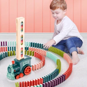 Juguete eléctrico de tren dominó automático colocación de dominó bloques de rompecabezas de construcción regalo - Imagen 1 de 13