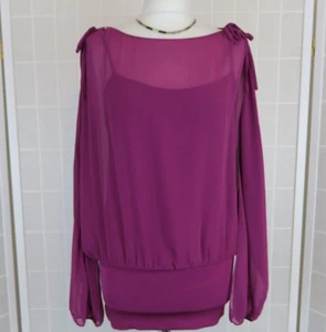 Coast Blouse & Cami UK 10 Magenta Chiffon Long Split Dolman Sleeve Shoulder Ties - Picture 1 of 16