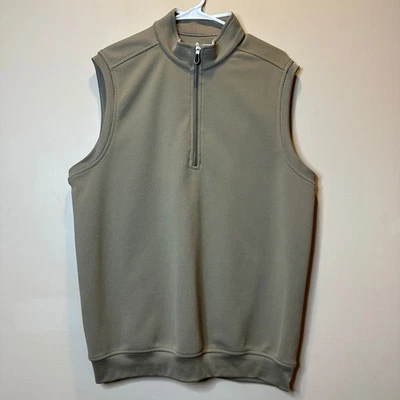 Bolle Golf Thermal Waffle Knit Vest Mens Size Large L 1/4 Zip Sleeveless Khaki - Image 1 of 4